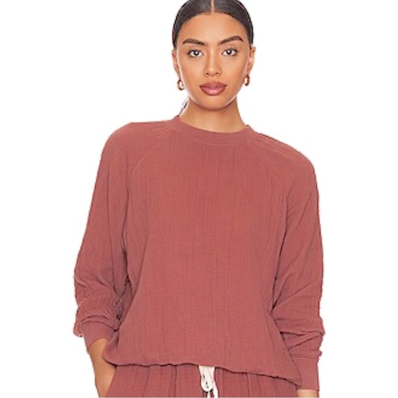 9 Seed Resort La Quinta Raglan Sweatshirt in Double Gauze in Clay (Mauve) M/L - Picture 2 of 11
